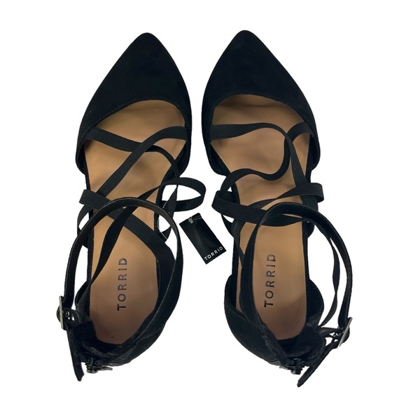 Torrid Faux Suede Elastic Criss-Cross Strappy Black Sandals Womens Size 9.5WW - Picture 6 of 13